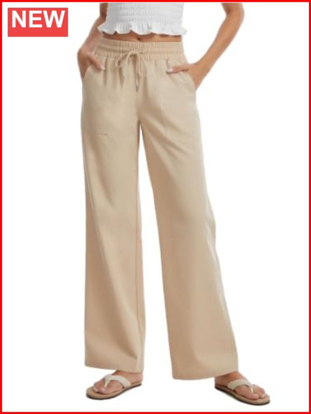 Women's Tall Linen Wide Leg Palazzo Pants with Pockets